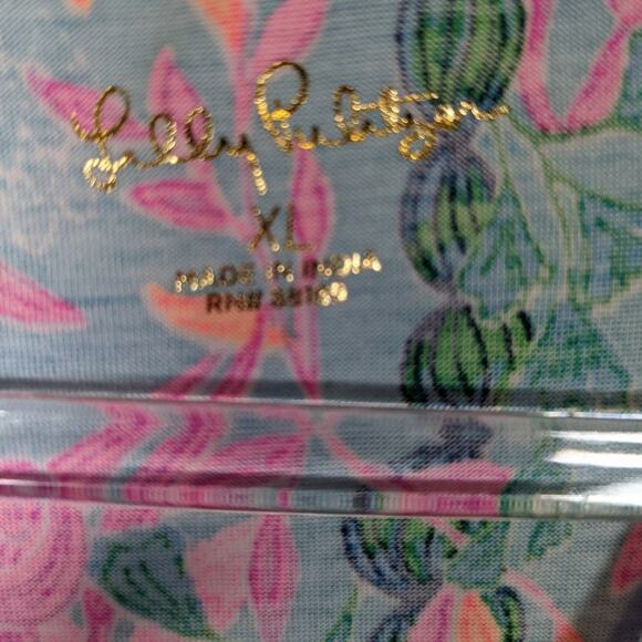 Lilly Pulitzer Tessa Dress V Neck 3/4 Sleeve Cotton Cerise Pink Safari Sunset XL - Picture 4 of 8